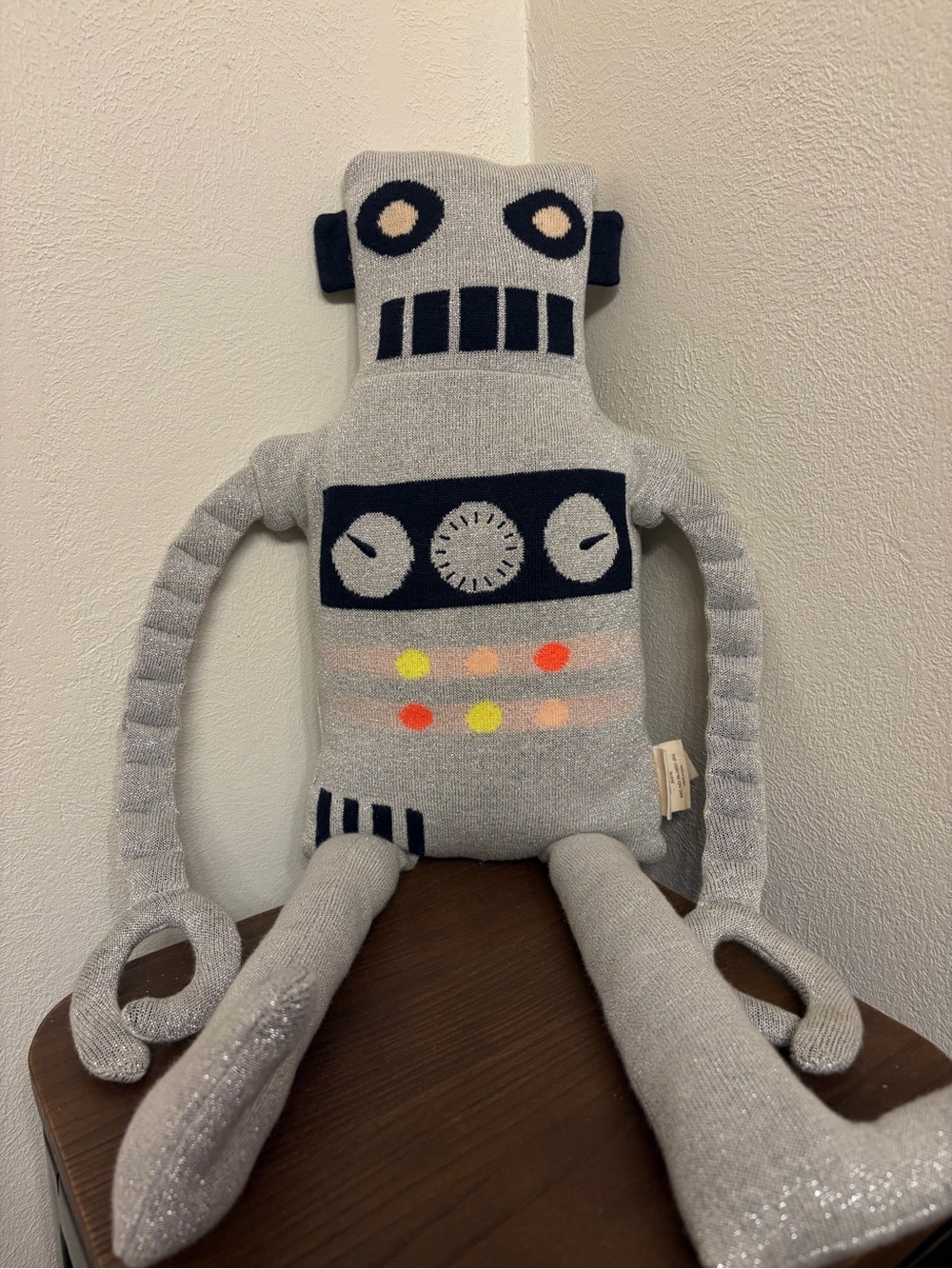 Meri Meri Ziggy Plush Robot Doll Silver Machine Organic Cotton 26"
